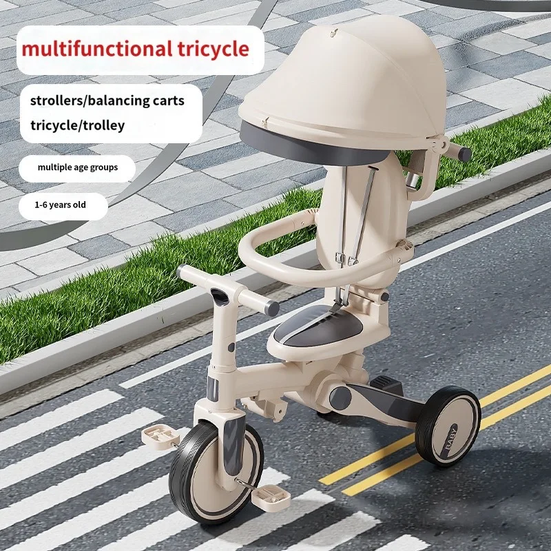 Triciclo para bebé multifunción con pedal y modo paseo