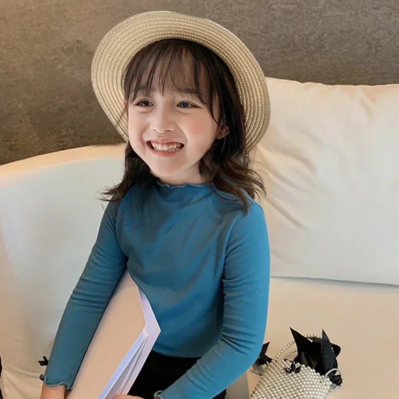 Camiseta manga larga cuello alto interior para niñas otoño invierno - imagen 2