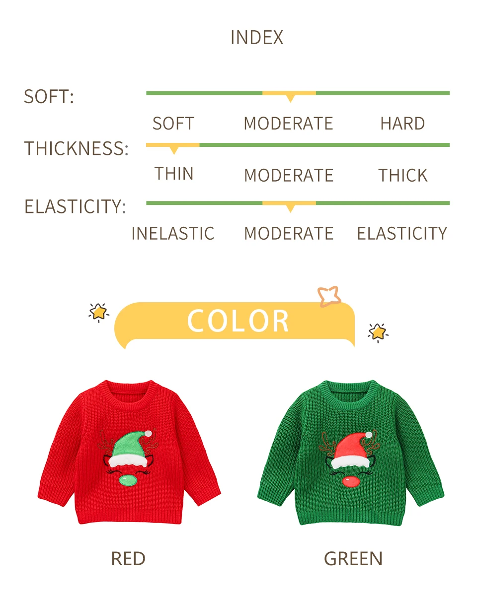 Niño y niña con suéteres navideños rojo y verde