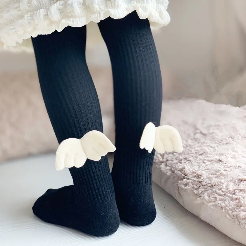 Calzas de algodón suave con alas de ángel para niños y niñas