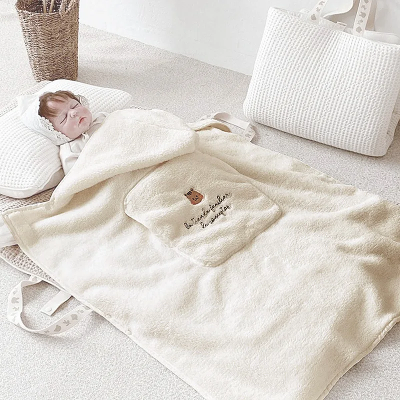 Funda para cochecito de franela con oso – Invierno suave - imagen 4