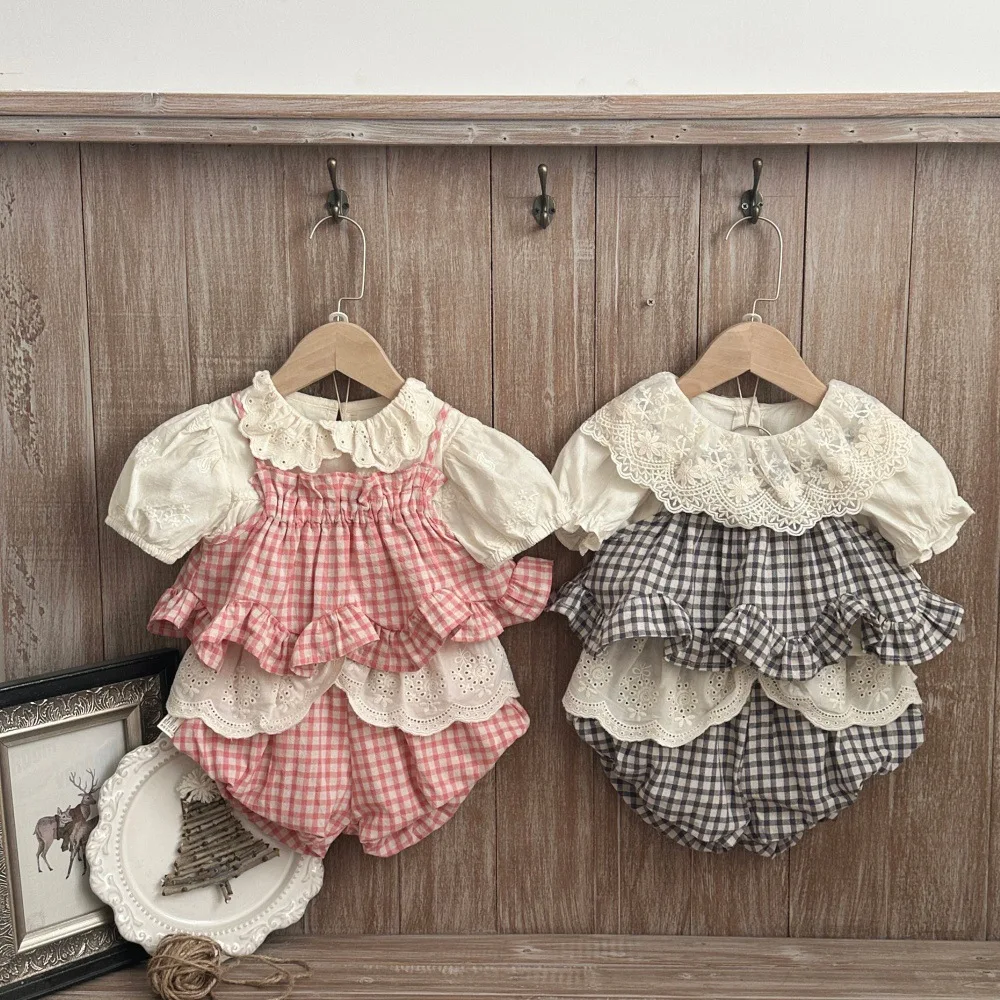 MILANCEL Conjunto de verano para bebé con cuadros y pantalón corto - imagen 5