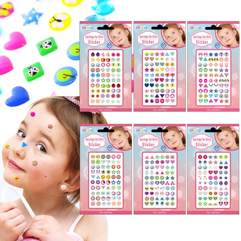 Pendientes autoadhesivos 3D con gemas y purpurina para niñas - imagen 5