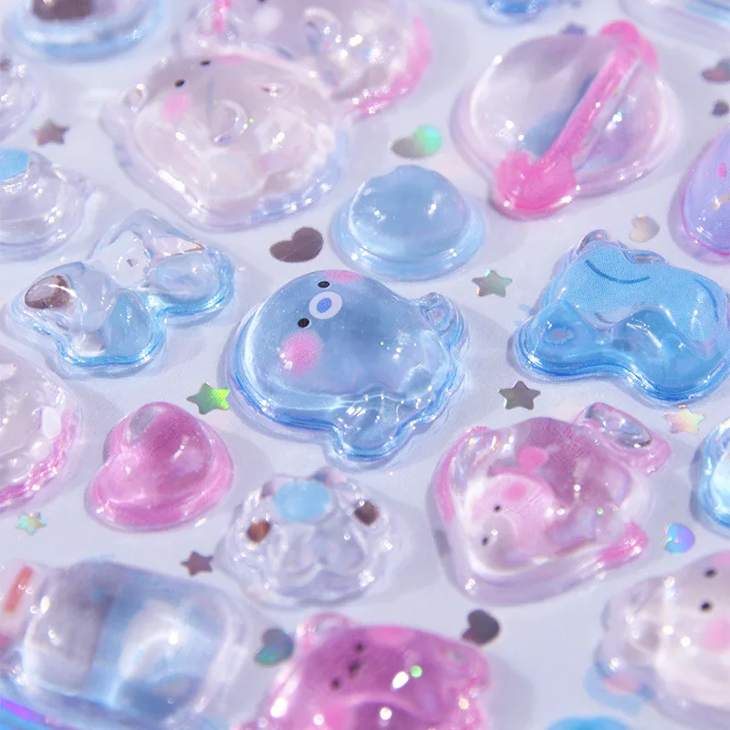 Pegatinas 3D infantiles conejos con cristales en relieve