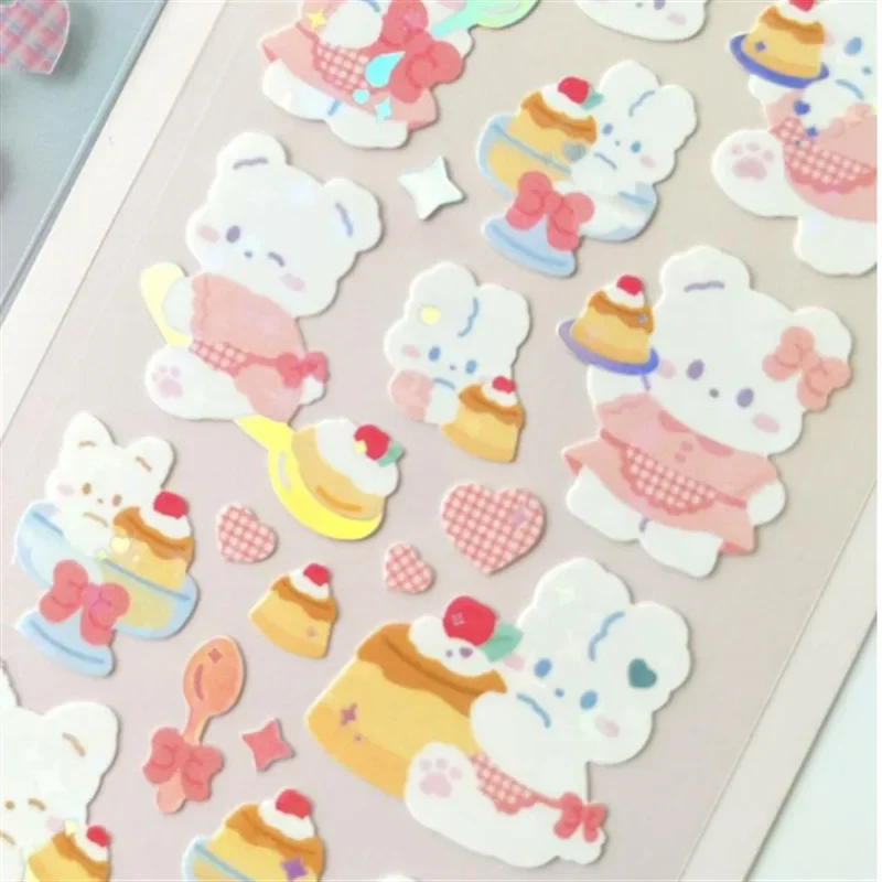 Pegatinas de conejito plateadas brillantes para manualidades