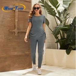 Ropa de maternidad suave y transpirable de manga corta y pantalón largo
