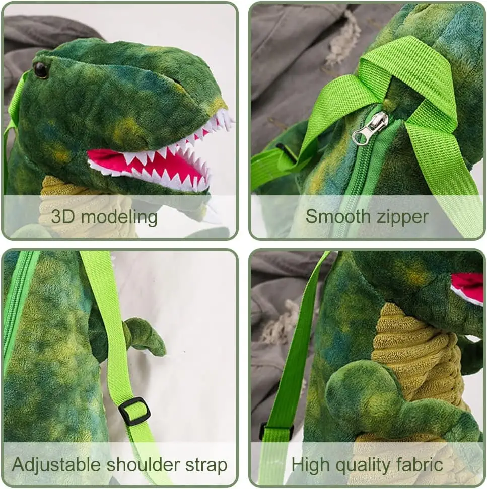 Mochila dinosaurio T-Rex de felpa para niños – correas ajustables - imagen 3
