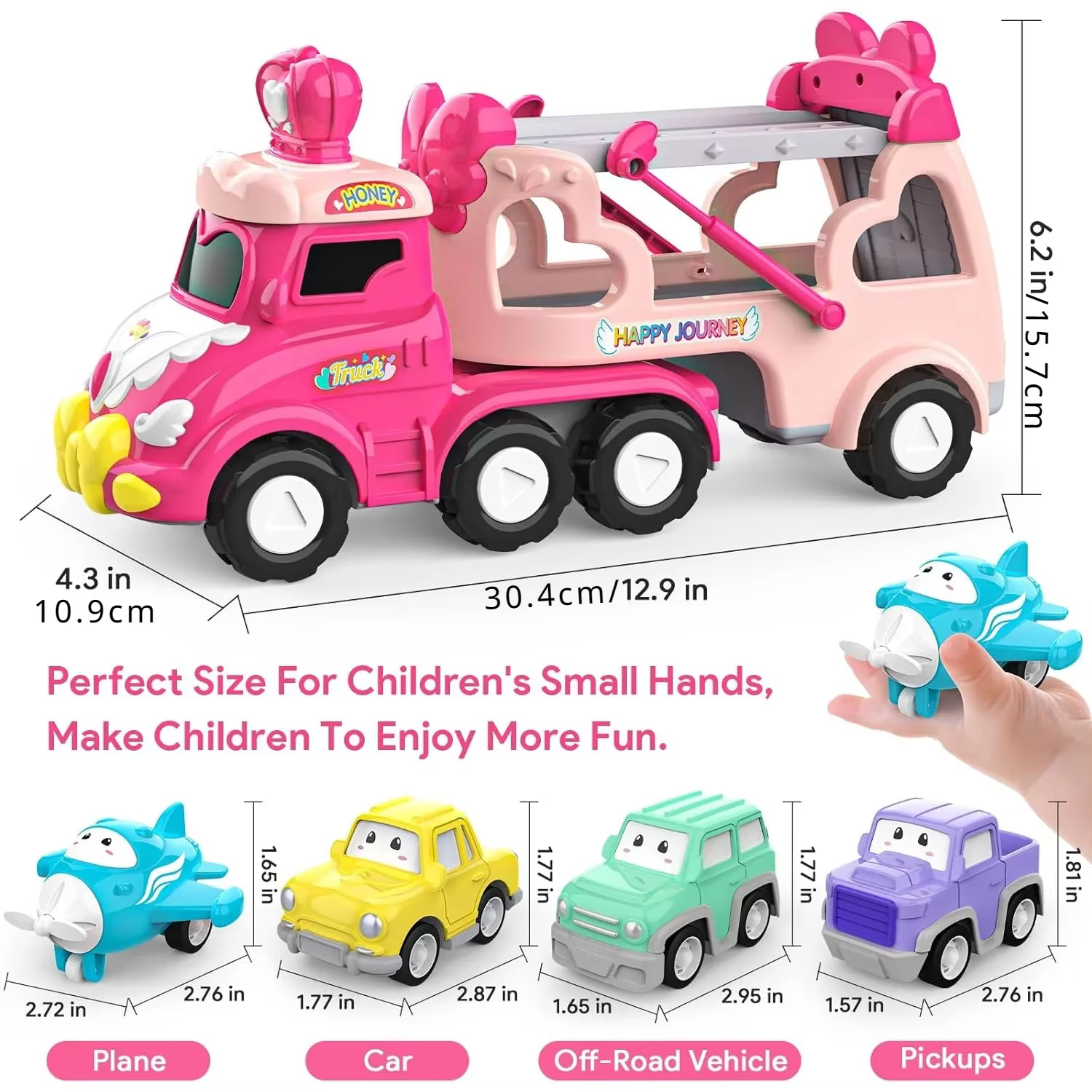 Mini camiones con diseño de princesa y función de retroceso