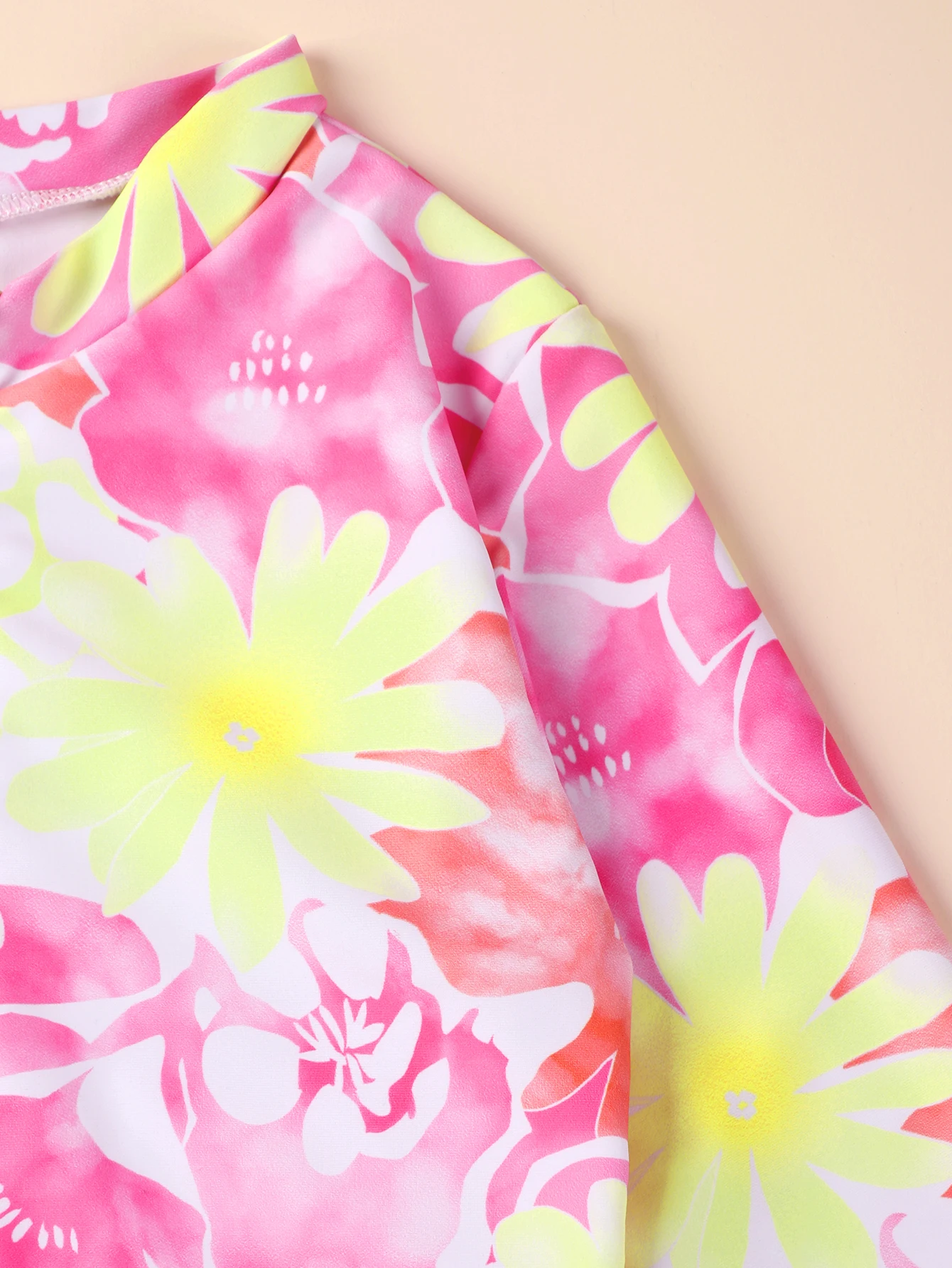 Traje de baño de niña de una pieza manga larga con cremallera y flores - imagen 4