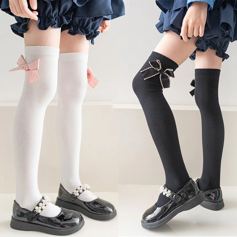 Lolita calcetines largos hasta la rodilla con lazo princesa para niña - imagen 4