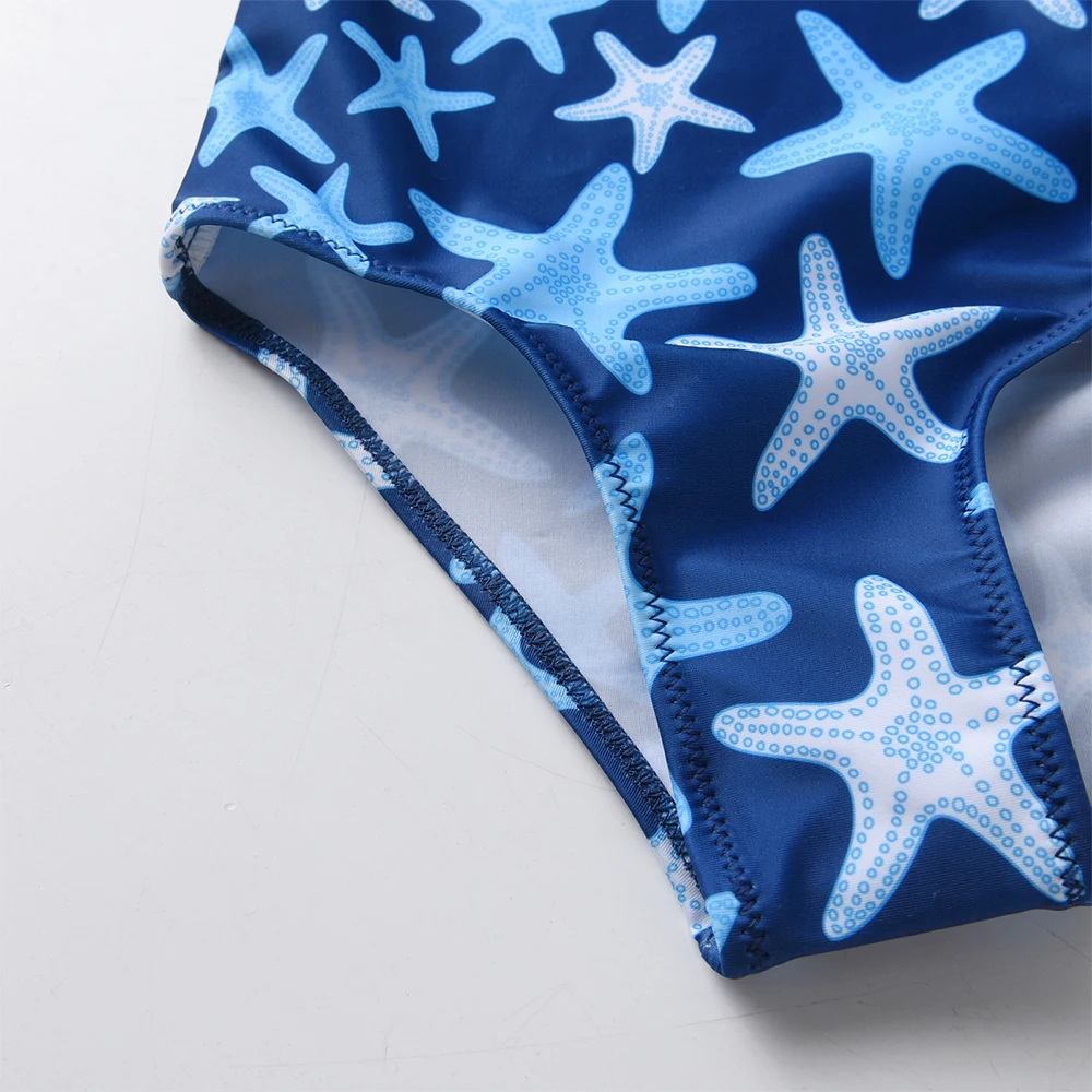 DXTON bañador elástico de una pieza con estrellas marinas para niñas - imagen 4