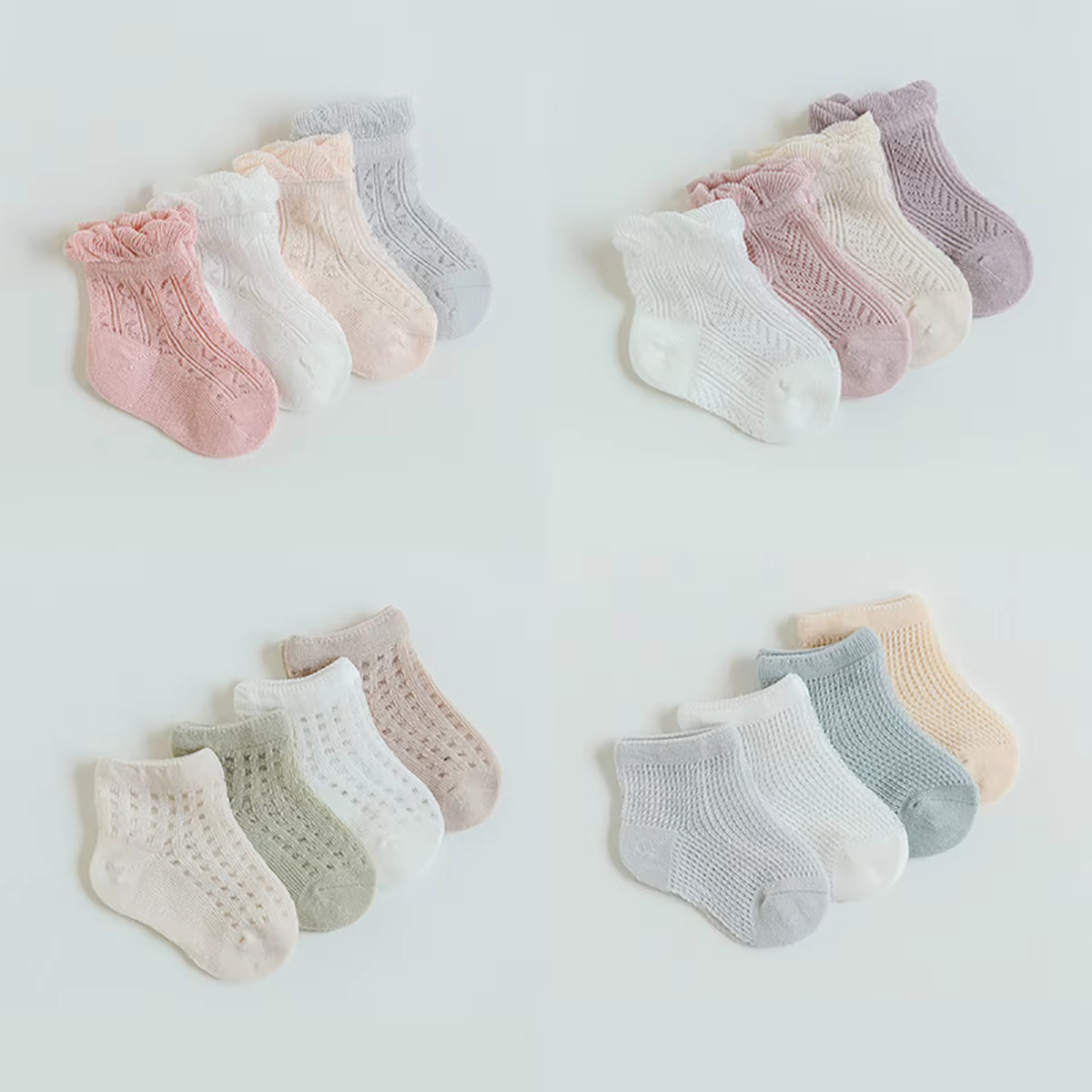 Calcetines malla algodón bebé – Elásticos suaves para recién nacidos - imagen 5