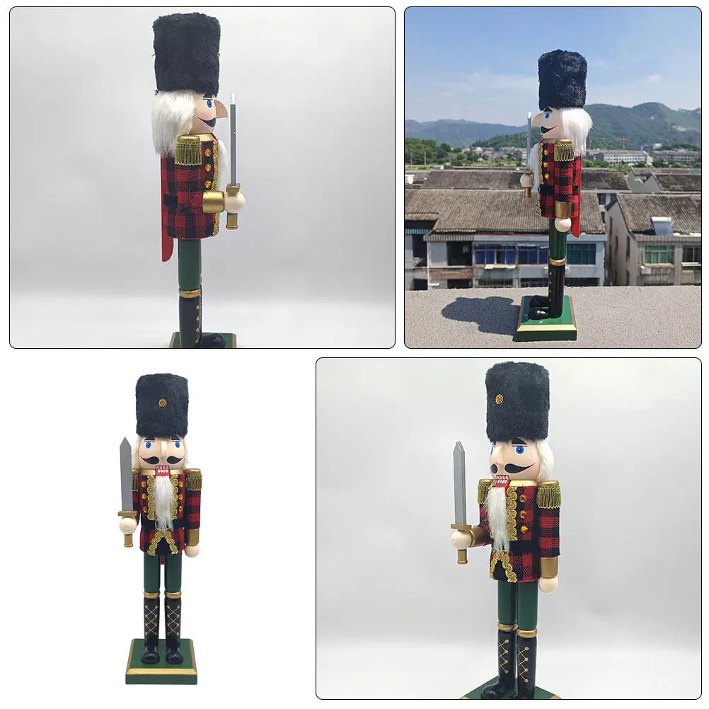 Figura cascanueces militar de madera a cuadros estilo real navidad - imagen 4