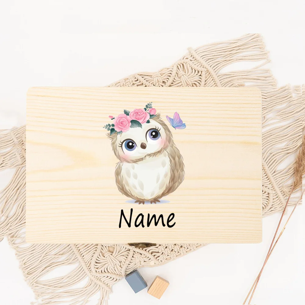 Caja de madera nombre personalizado niño niña