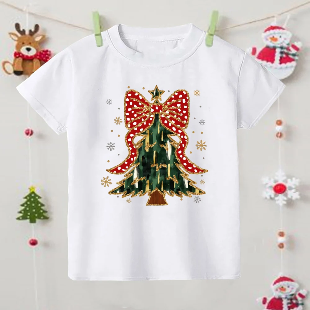 Camiseta navideña con lazo de árbol navideño para niños - imagen 4