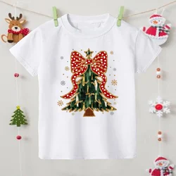 Camiseta navideña con lazo de árbol navideño para niños