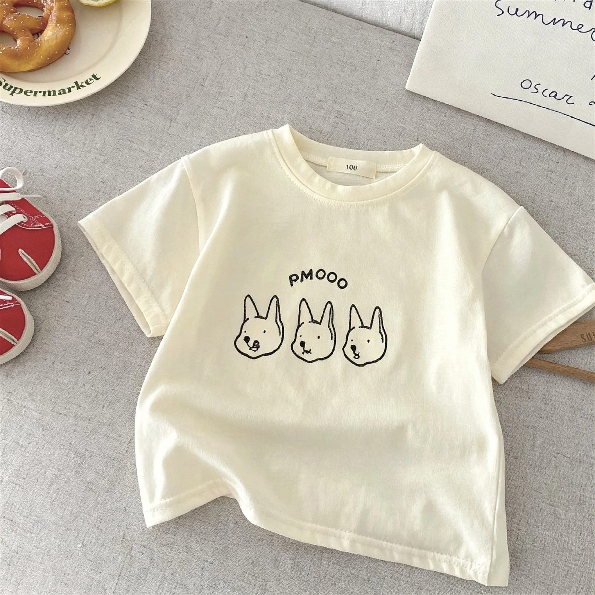 Camiseta de manga corta infantil con cuello redondo y estampado - imagen 3