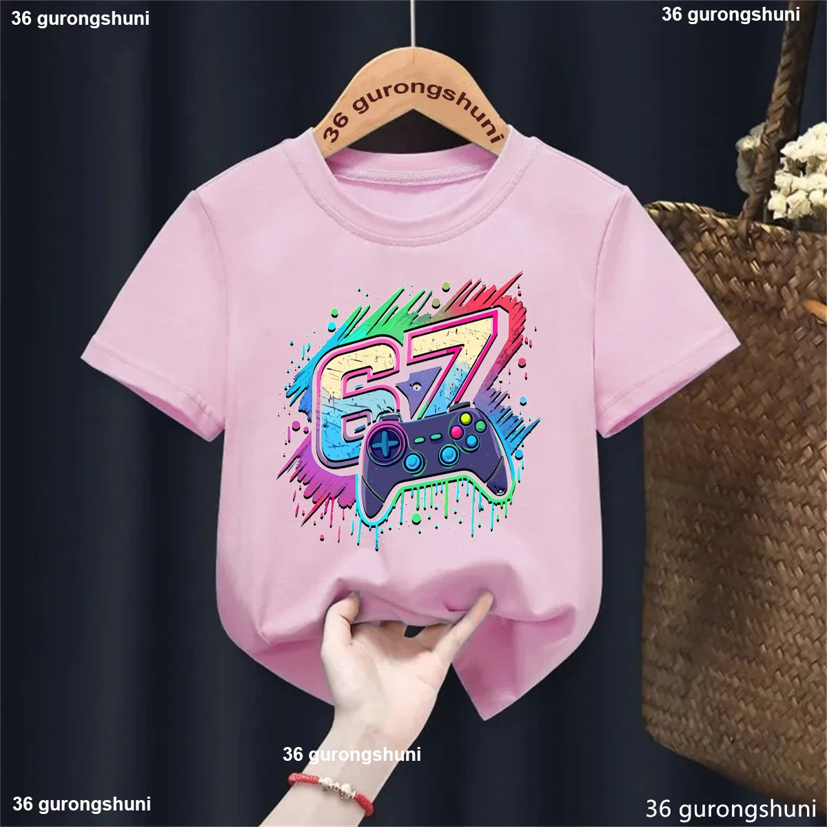 Camiseta manga corta estampada divertida Game Six Seven 67 para niños - imagen 2