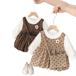Vestido infantil de flores con manga larga para primavera y otoño