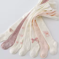 Pantimedias de malla bebé con lazo para niña, primavera-verano