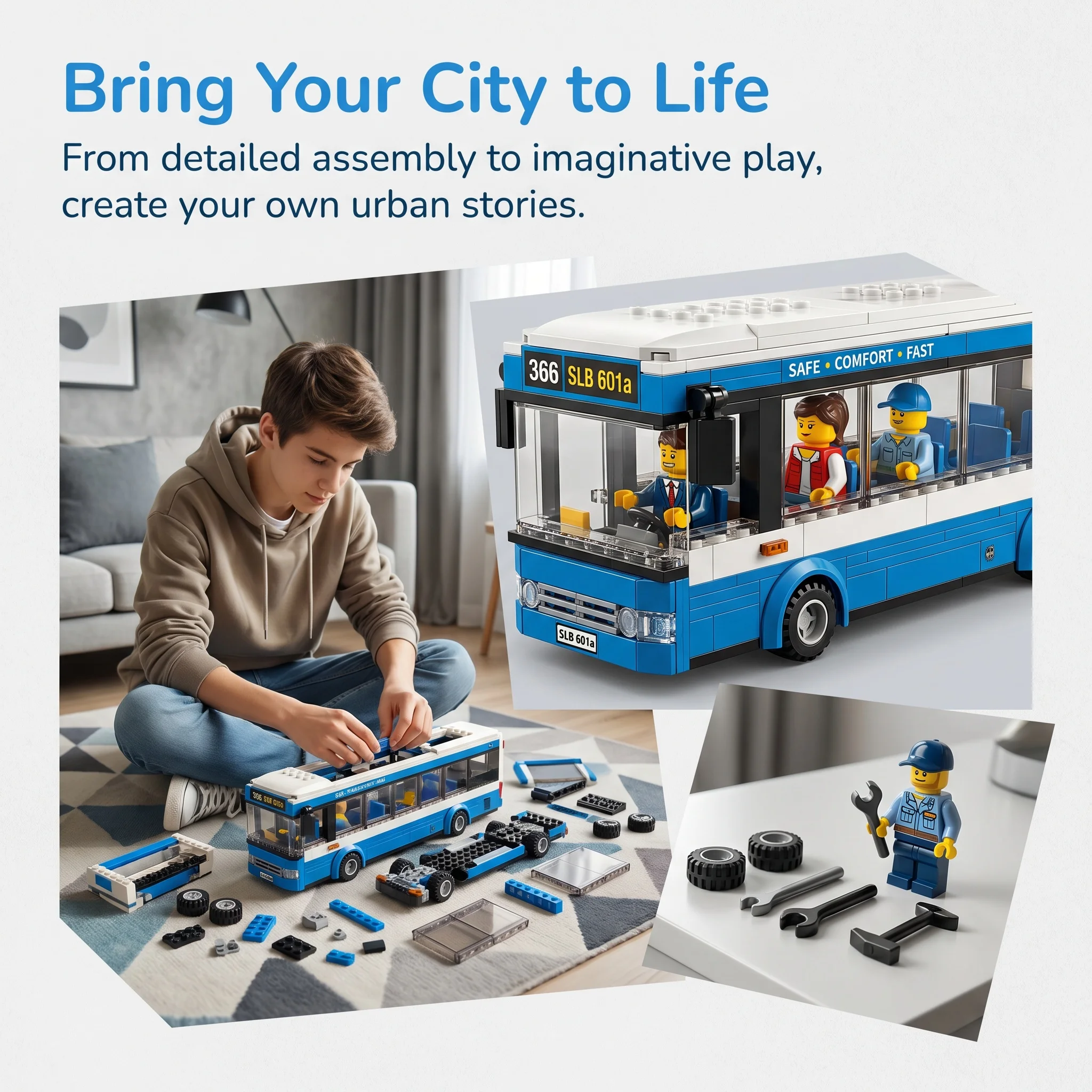 Ladrillos de autobús urbano con figuras para construir - imagen 2