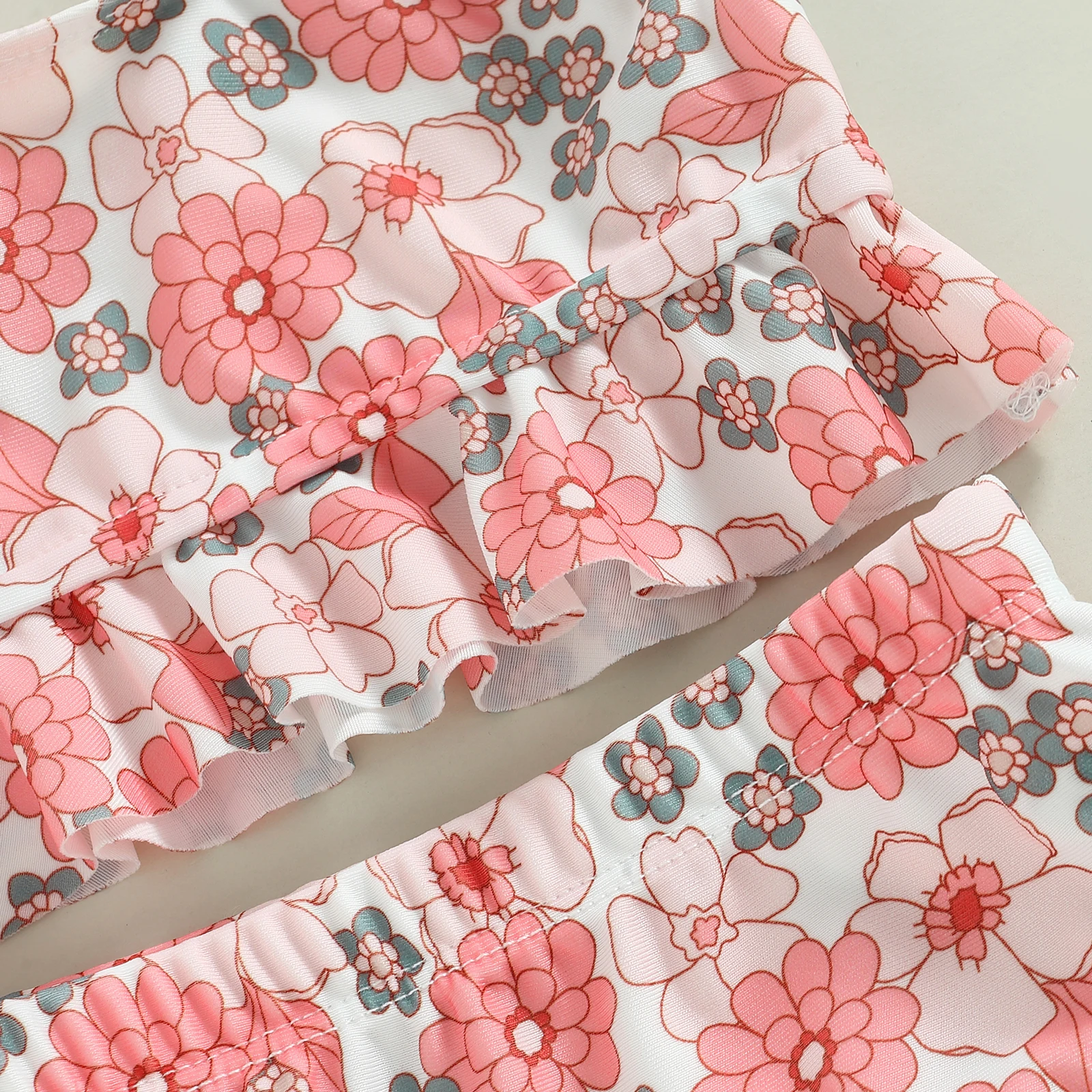 Bikini niña estampado floral con tirantes tipo halter de playa - imagen 4