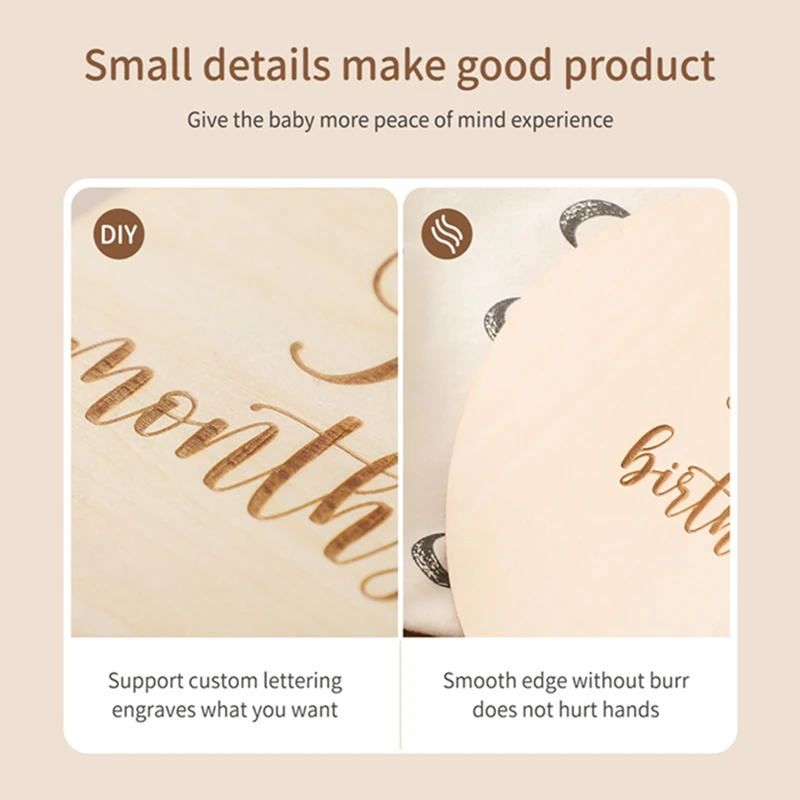 Set de fotografía milestone para bebé – Tarjetas y globos de madera - imagen 2