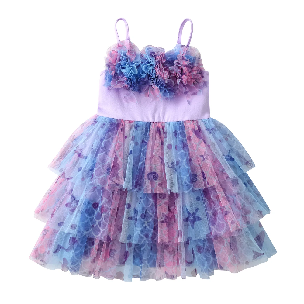 DXTON vestido de niña veraniego con tirantes tul floral - imagen 2