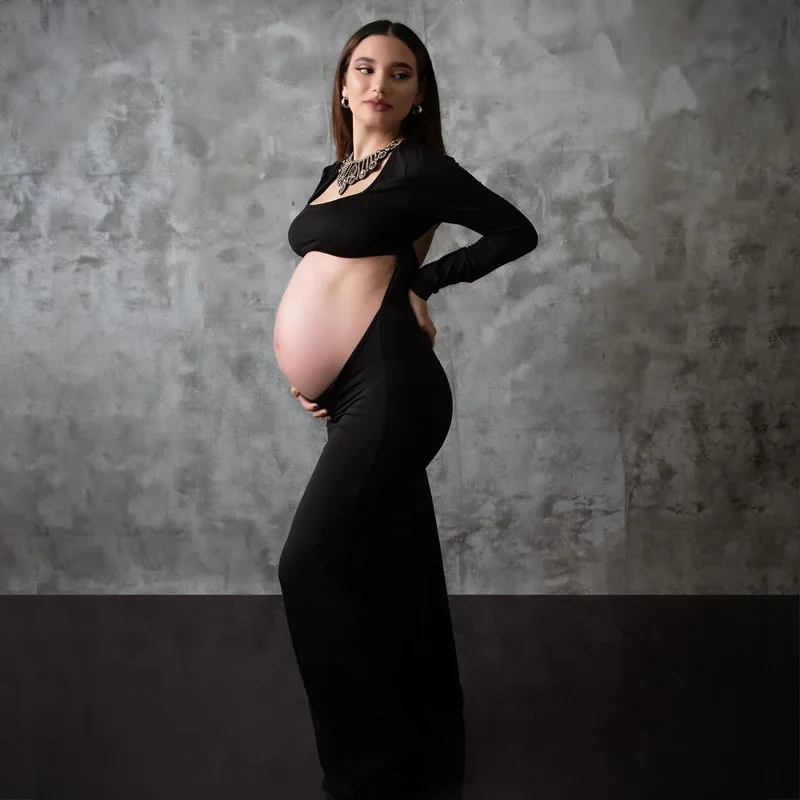 Vestido premamá elegante cuello cuadrado para fotos de boda - imagen 4