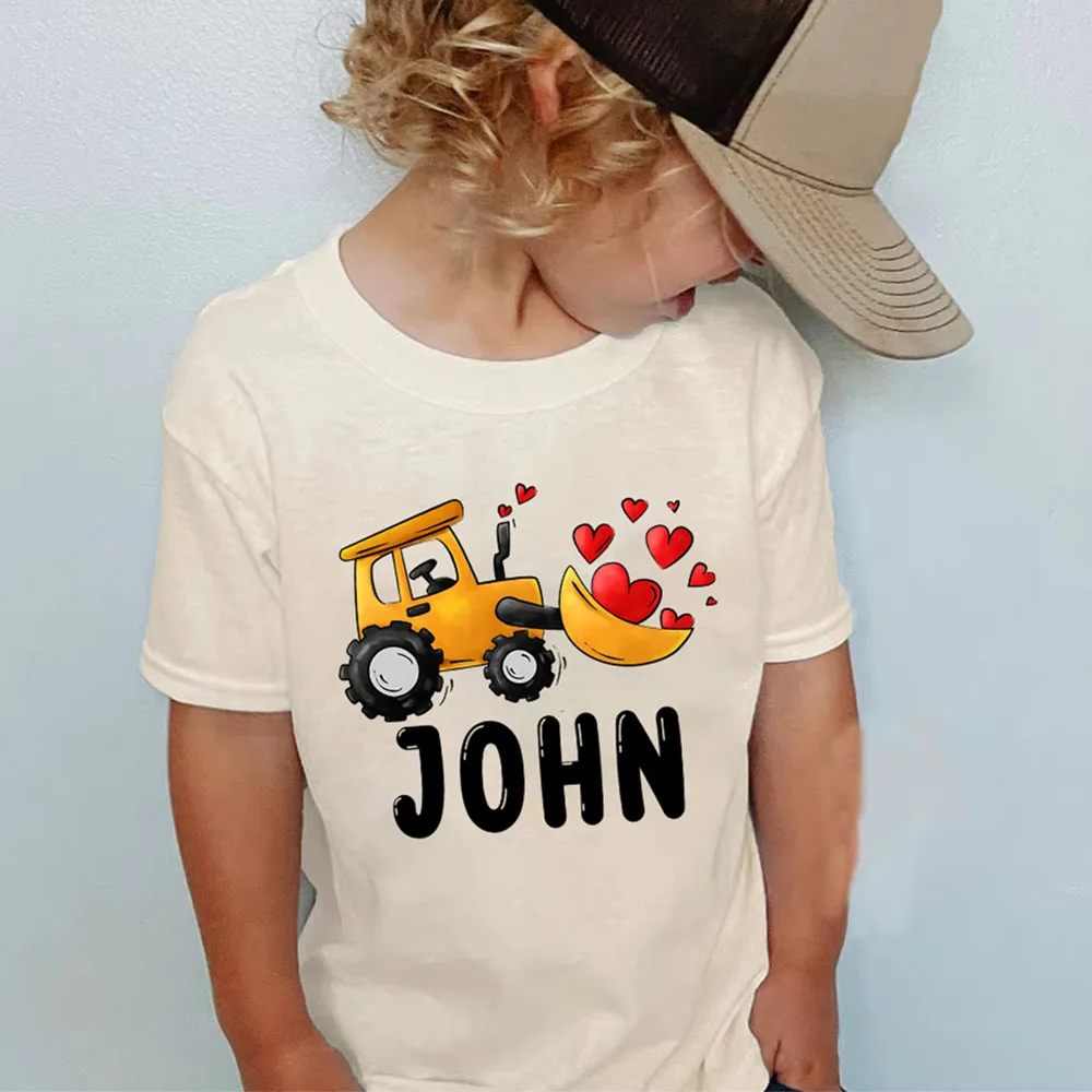 Camiseta infantil San Valentín con excavadora para niño pequeño - imagen 3