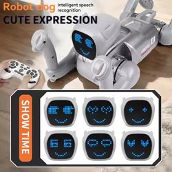 Perro robot RC programable canta, baila y habla con voz mecánica
