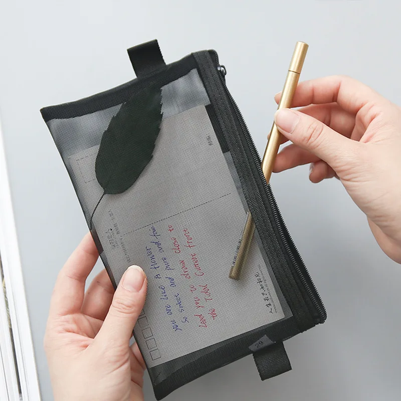 Estuche transparente de malla para lápices escolares gran capacidad - imagen 4