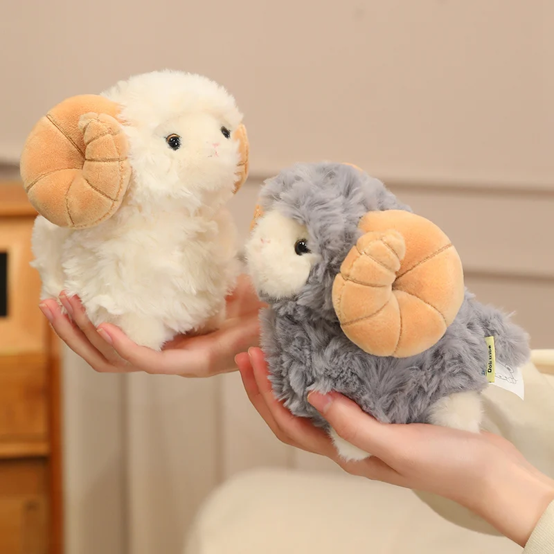 Peluche de oveja suave esponjosa para niñas con cuernos grandes - imagen 5