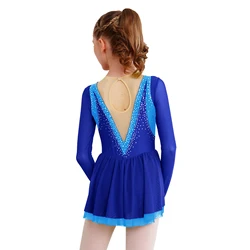Vestido de ballet lírico para niñas con manga larga y tutú brillante