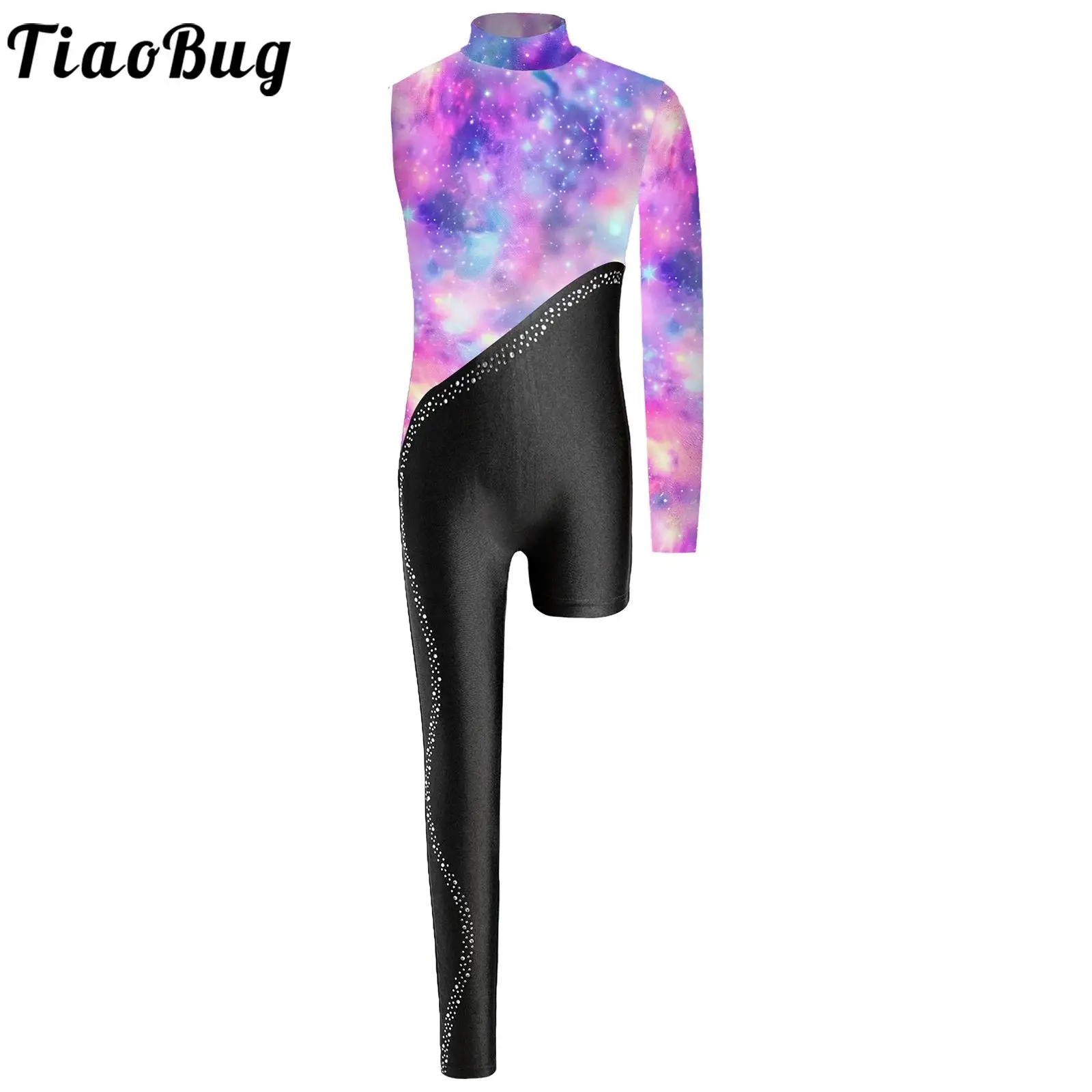 Maillot de ballet para niñas con pedrería y estampado asimétrico - imagen 5