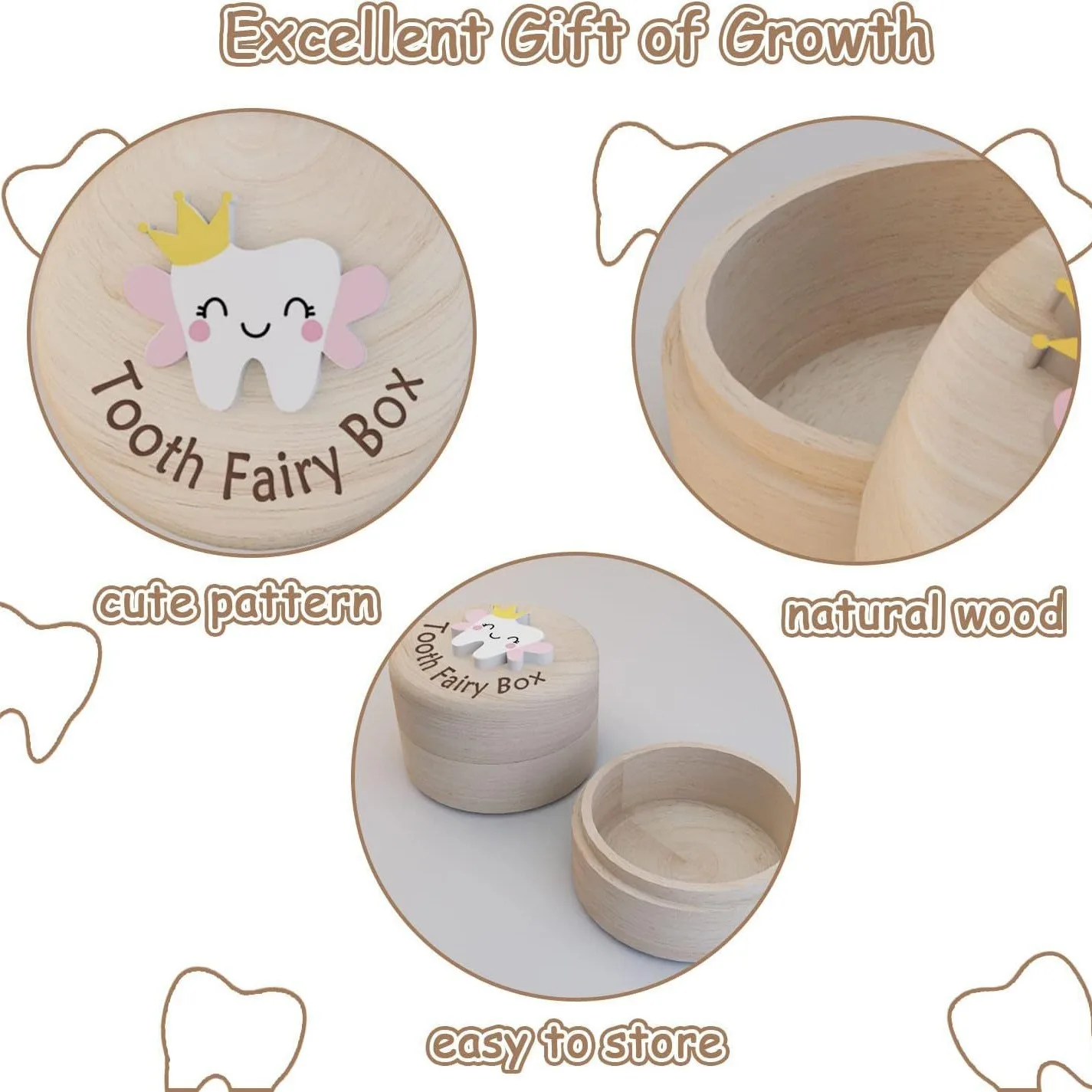 Organizador dientes de leche en madera para bebés – Regalo - imagen 4