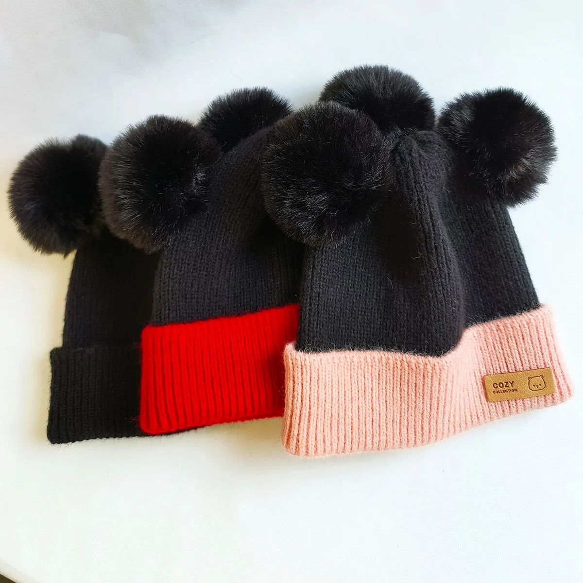 Gorro invierno bebé con orejas ratón suave cálido - imagen 2