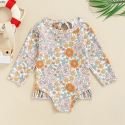 Bañador de manga larga Tregren con estampado floral para niña