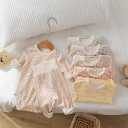 MILANCEL Conjunto de pijamas para bebé niña de mono a cuadros