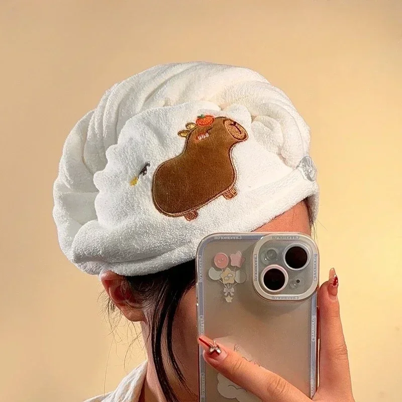 Capibara Gorro de felpa con dibujos - Toalla de baño suave kawaii - imagen 3