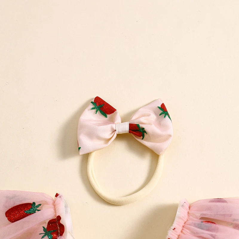Conjunto verano bebé niña – Pelele vestido estampado fresas y diadema - imagen 5