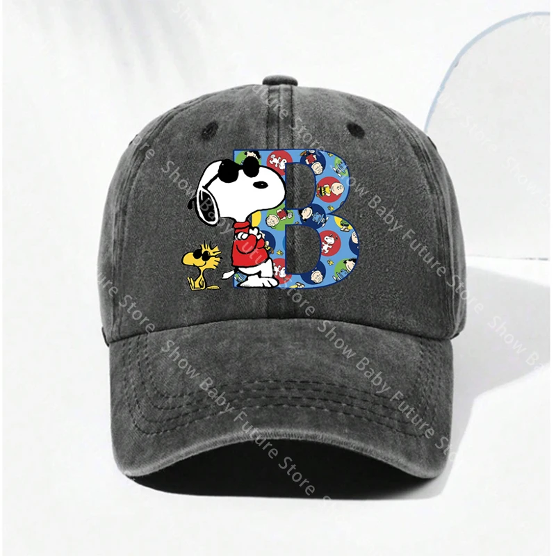 Gorra de béisbol Snoopy estilo vintage lavada con letras - imagen 5