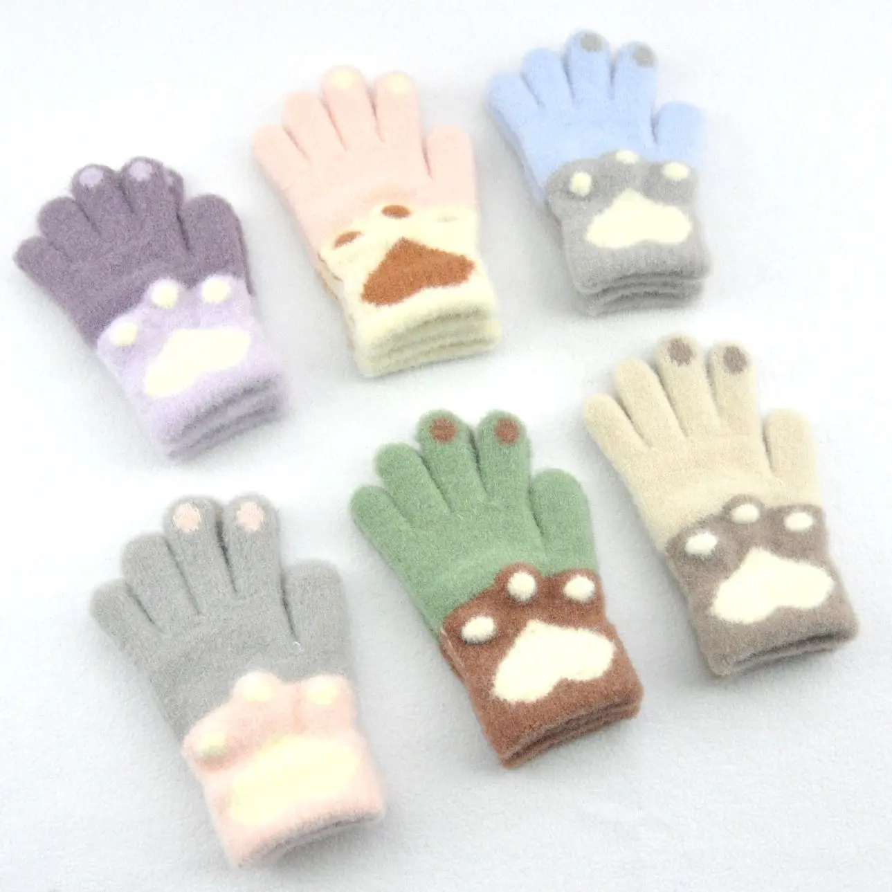 Guantes cálidos de punto grueso con huella para niños: esquí y ciclismo - imagen 3