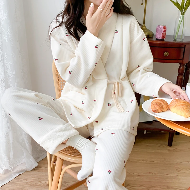 Pijama de lactancia en algodón grueso - Maternidad otoño-invierno - imagen 4