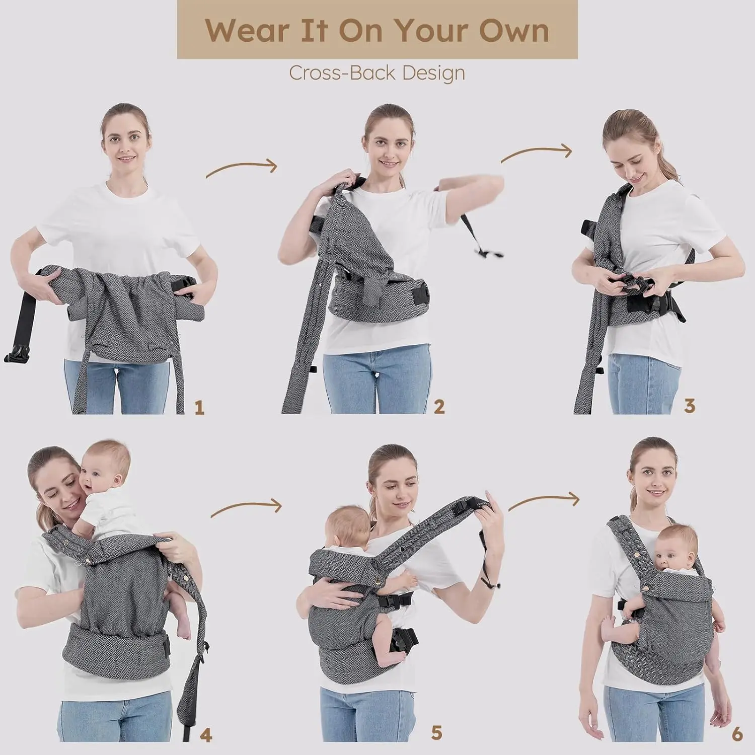 Portabebés envolvente ergonómico para recién nacidos con correas - imagen 4