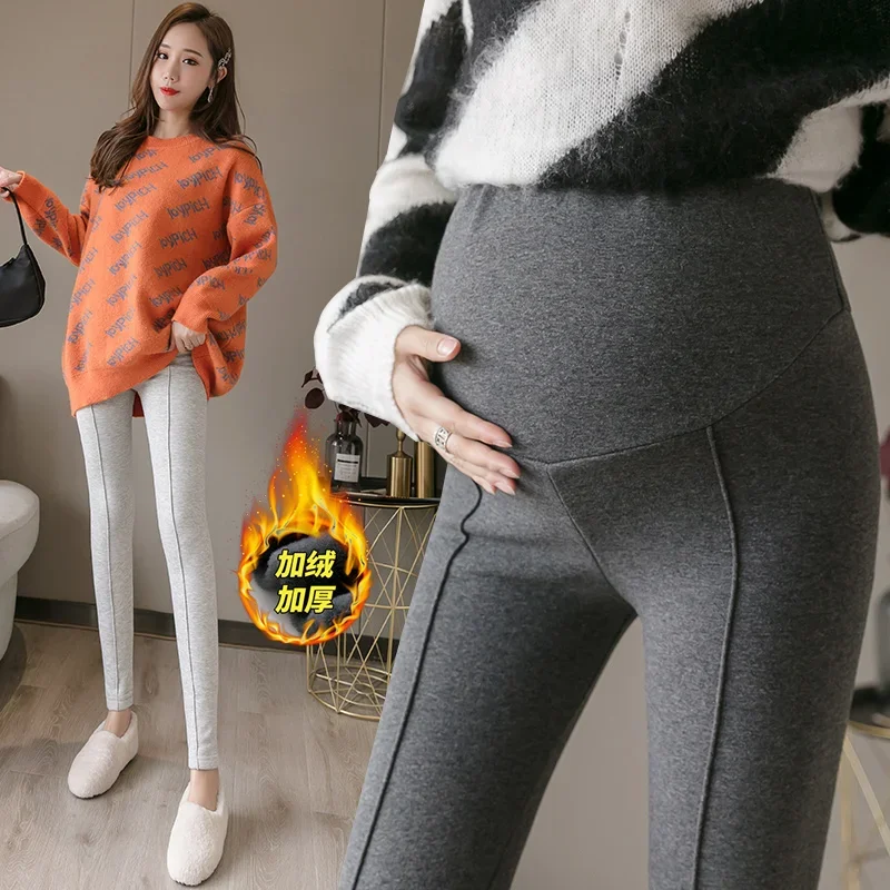 Leggings de maternidad de invierno cálidos con tejido tipo terciopelo - imagen 5