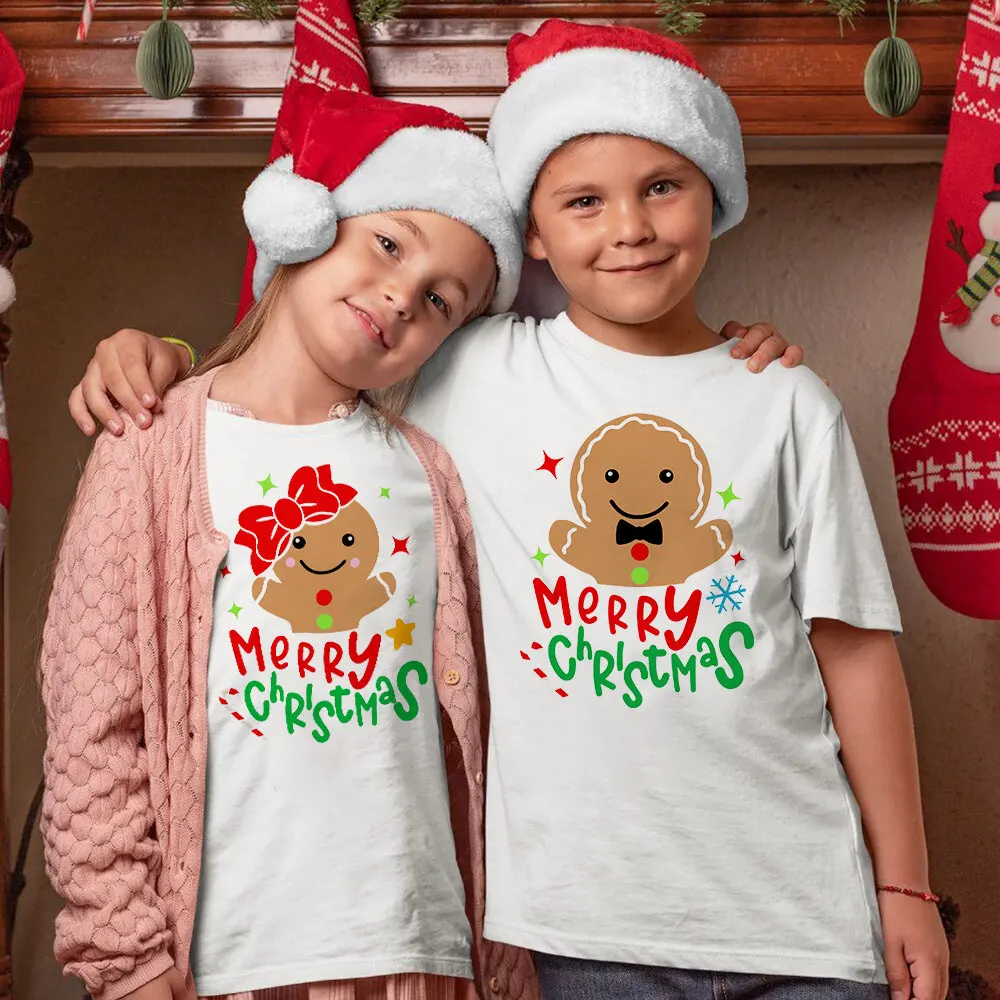 Camiseta infantil navideña con pan de jengibre para niño y niña - imagen 3