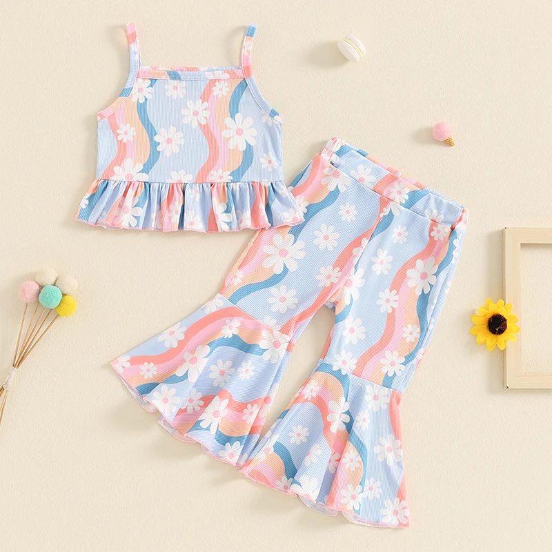 Conjunto de verano para niña camiseta sin mangas y pantalón acampanado - imagen 2