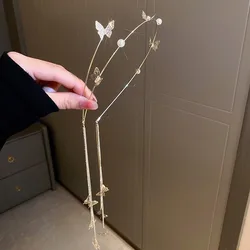 Broche de pelo mariposa con borla y diamantes brillantes para niñas