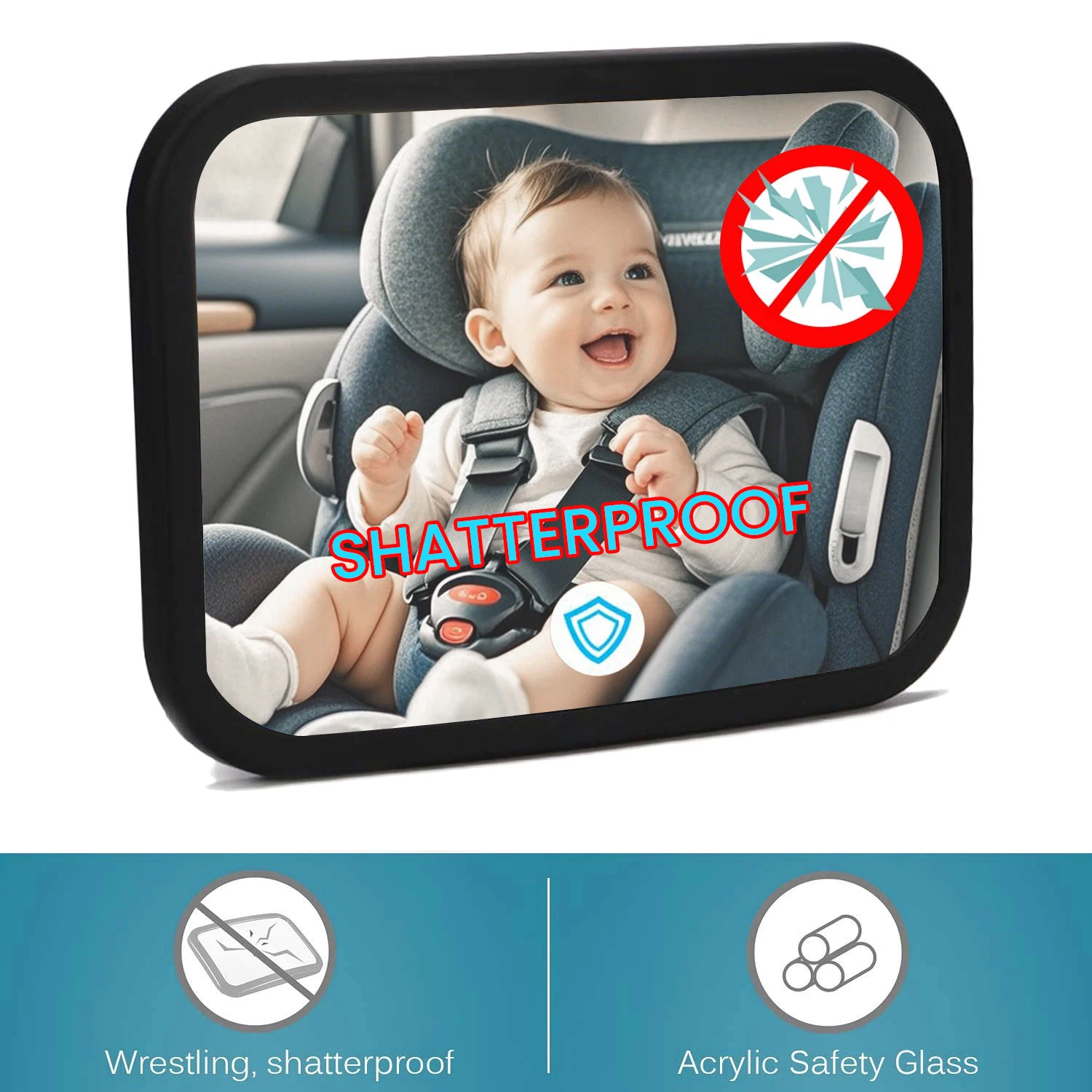 Espejo de coche para bebé trasero mate premium PMMA inastillable - imagen 5